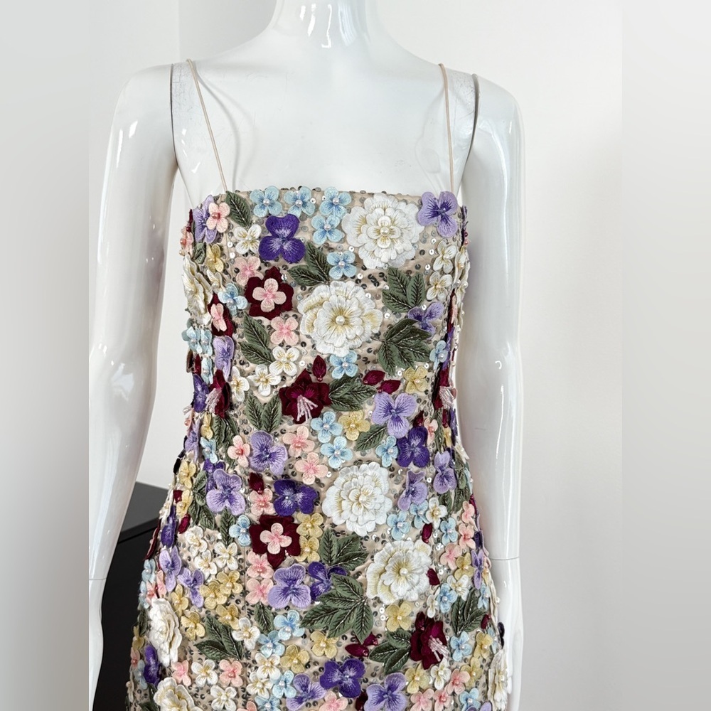 Alice + Olivia Velia Floral Embellished Minidress $1495 NWT Size 4 - Picture 6 of 13